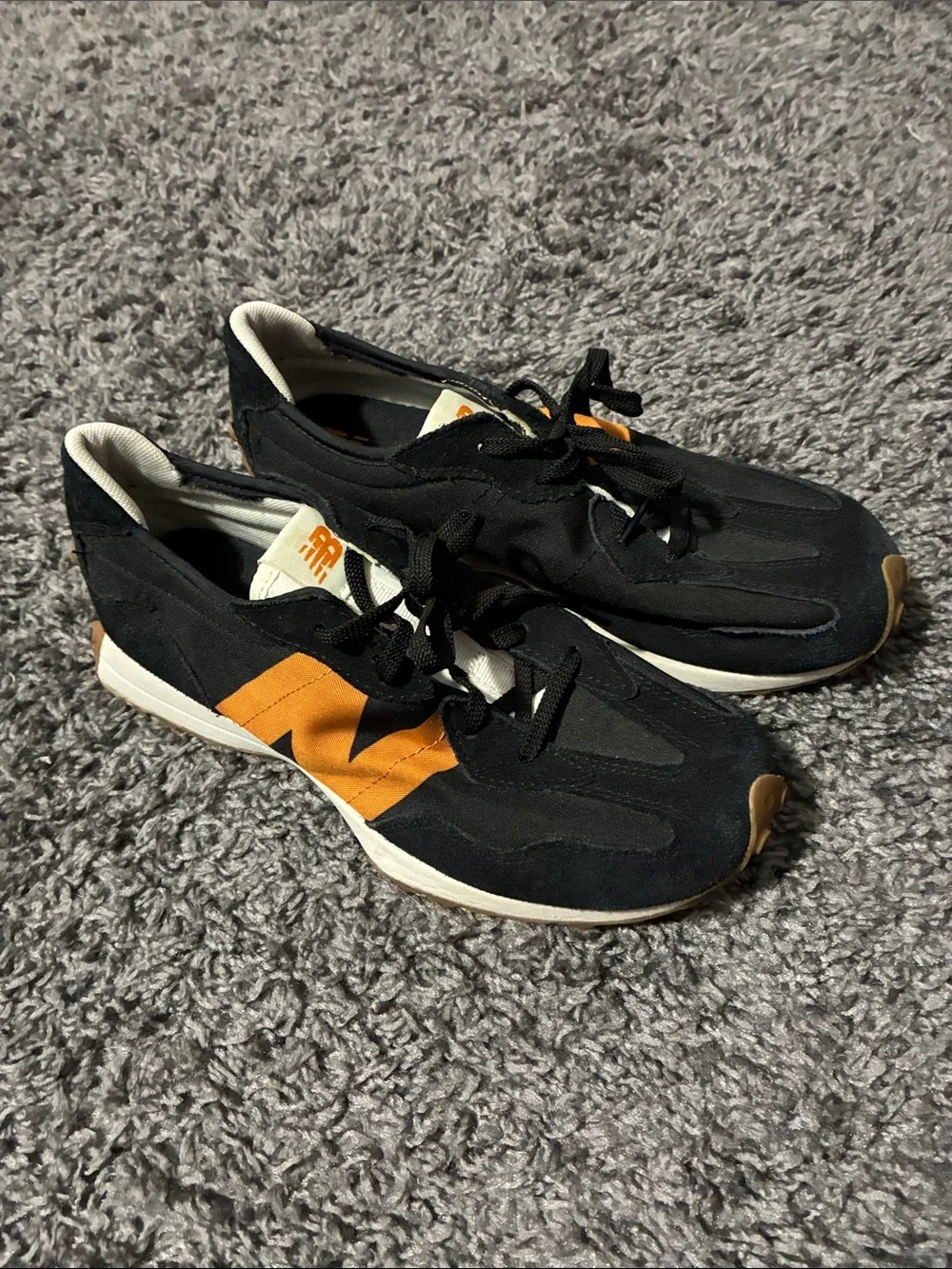 New Balance Black and Orange Retro Sneakers